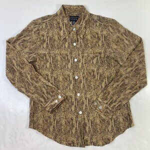 Spenser Jeremy Women's Blouse Brown Size 4 Rattlesnake Scales Abalone Buttons